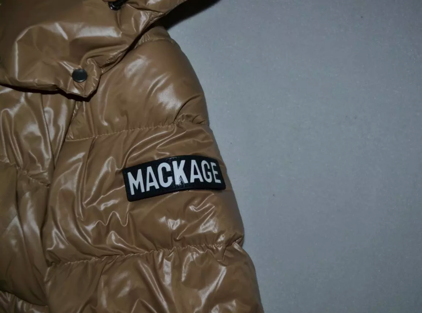 Madalyn Lustrous Light Down Jacket With Hood In Brown (Size: 40)