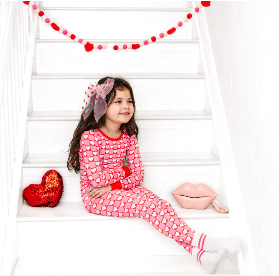 LONG SLEEVE TWO PIECE SET- Red Hearts