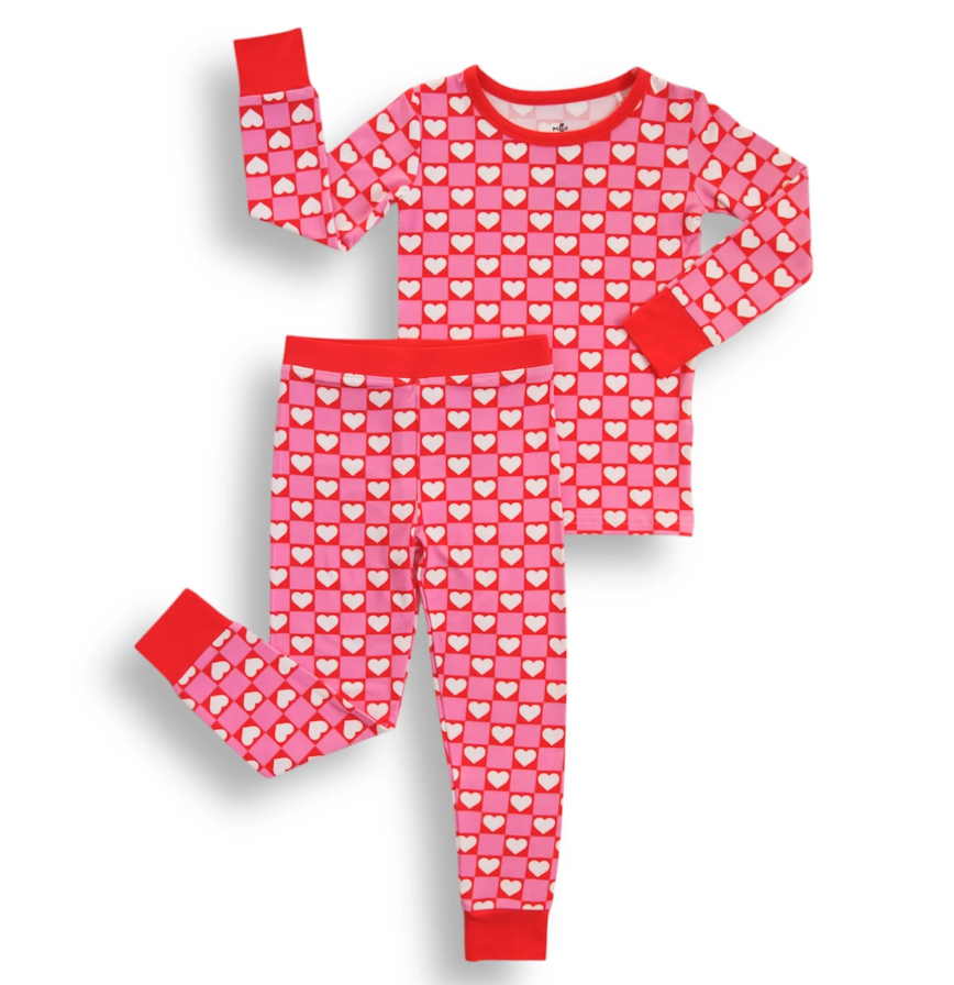 LONG SLEEVE TWO PIECE SET- Red Hearts