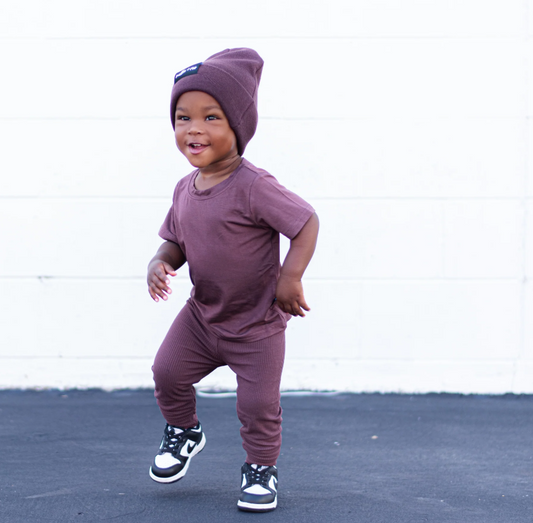 BAMBOO RIB LEGGINGS- Black Cherry