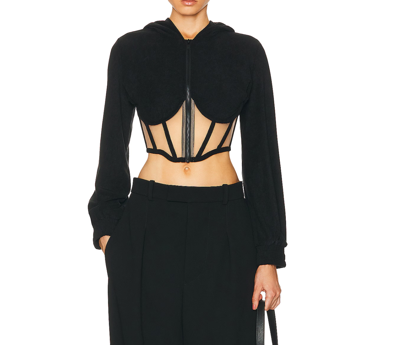 RTA Nora Zip Hoodie in Black (Size: Small)