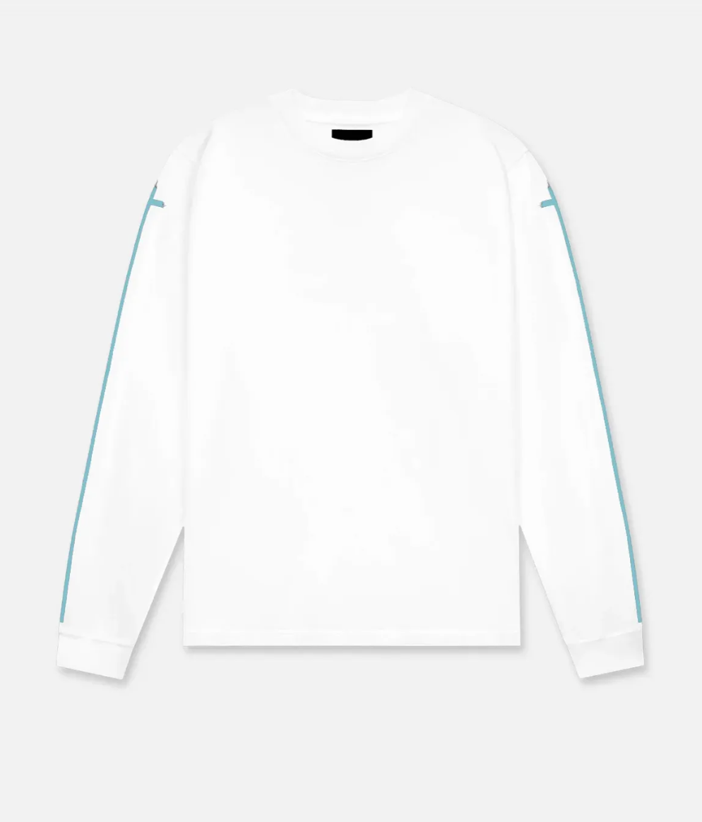 RTA LAWRENCE LONG SLEEVE TEE | WHITE BLUE SLEEVE CROSS (Size XS)