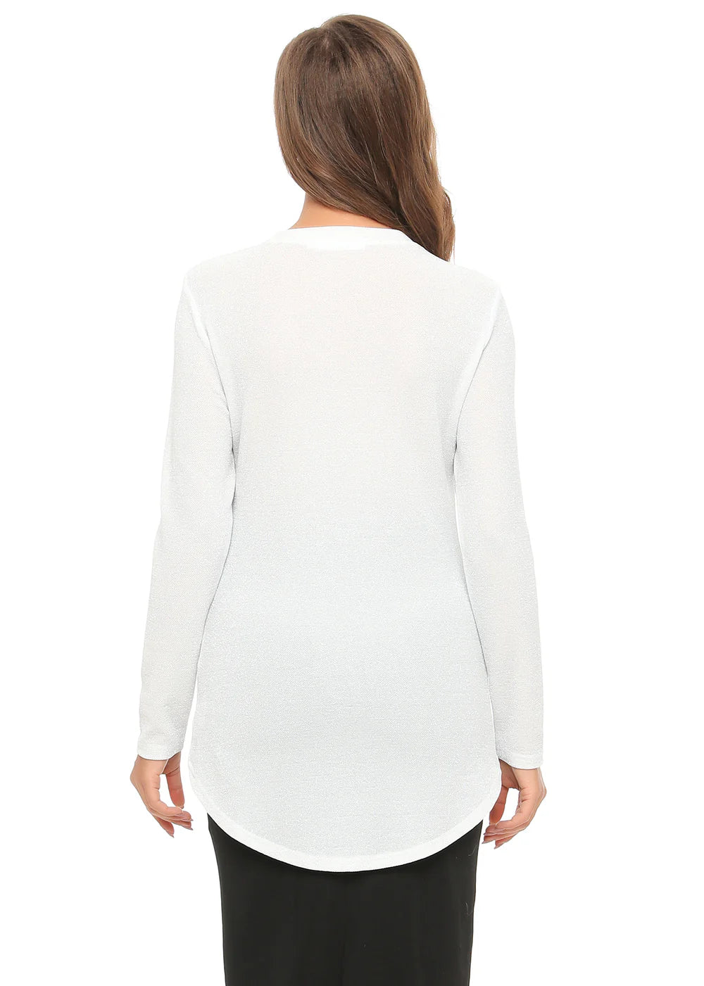 High & Low Shimmering Long Sleeve T Shirt